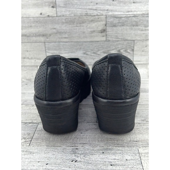 FLY LONDON Black Leather Perforated Wedge Ballet Flats Women Size 37 P500798000 - Picture 8 of 11